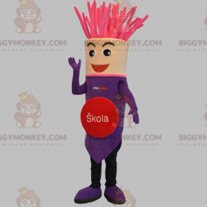 Costume de mascotte BIGGYMONKEY™ de stylo-plume violet et rose