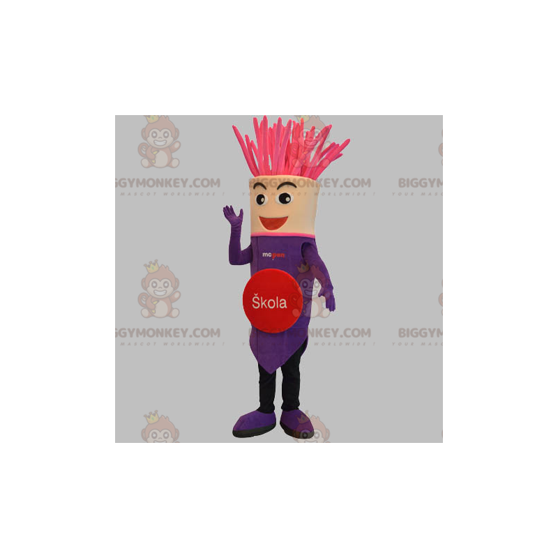 Costume de mascotte BIGGYMONKEY™ de stylo-plume violet et rose