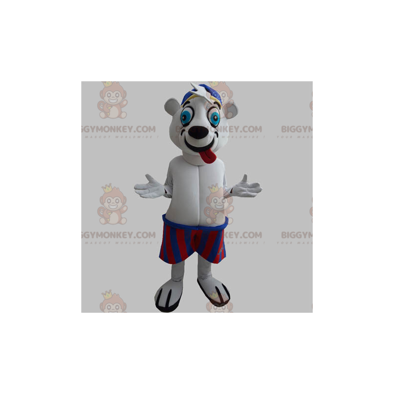 Costume de mascotte BIGGYMONKEY™ d'ours blanc qui tire la