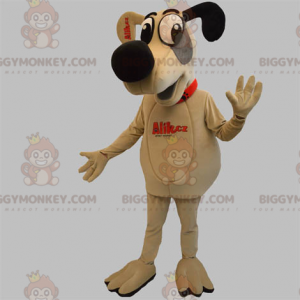 BIGGYMONKEY™ Plush Dog Mascot Costume Beige Gray and Black -