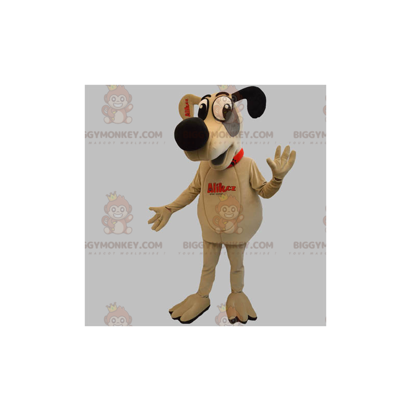 Disfraz de mascota de perro de peluche BIGGYMONKEY™ beige, gris