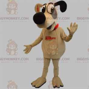 BIGGYMONKEY™ pluche hondenmascottekostuum beige grijs en zwart