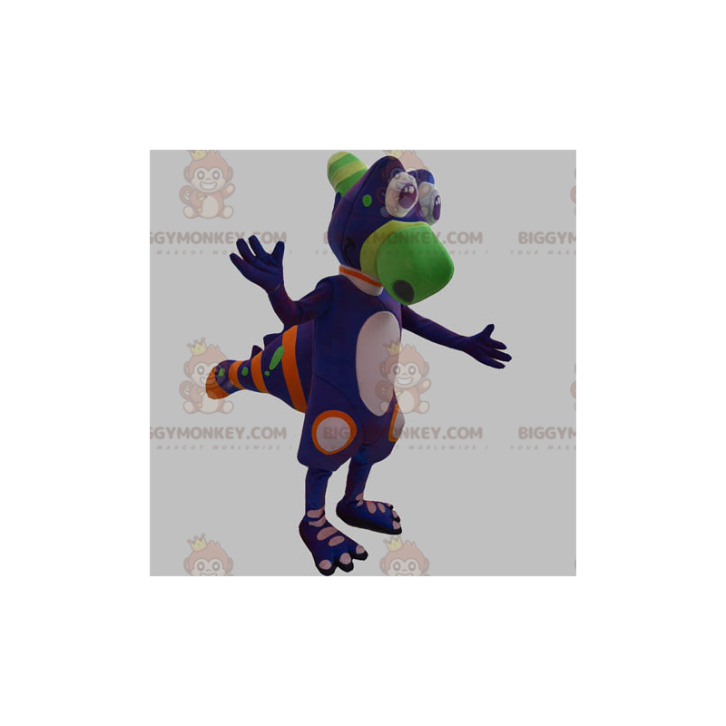 Μωβ Πράσινη και Πορτοκαλί Στολή Μασκότ Δεινόσαυρου BIGGYMONKEY™
