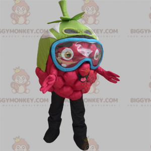 Giant Raspberry BIGGYMONKEY™ Maskottchen-Kostüm mit Augenmaske