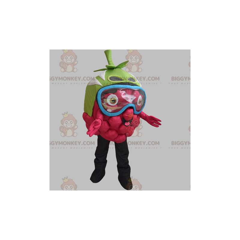 Giant Raspberry BIGGYMONKEY™ Maskottchen-Kostüm mit Augenmaske