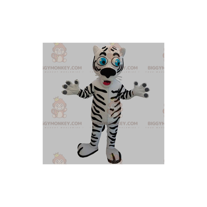 Costume de mascotte BIGGYMONKEY™ de tigre blanc et noir avec