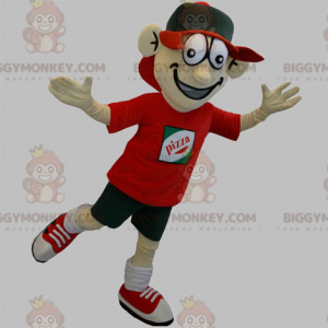Fato de mascote de entregador de pizza BIGGYMONKEY™. Traje de
