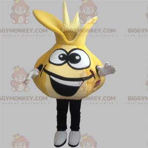 Traje de mascote gigante de alho amarelo cebola BIGGYMONKEY™ –