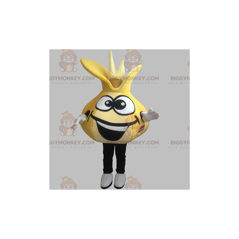 Costume de mascotte BIGGYMONKEY™ d'oignon de gousse d'ail jaune