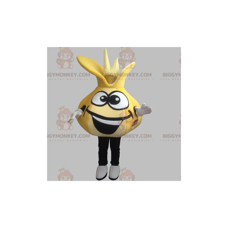 Στολή μασκότ BIGGYMONKEY™ με τεράστια κίτρινη σκελίδα σκόρδο -