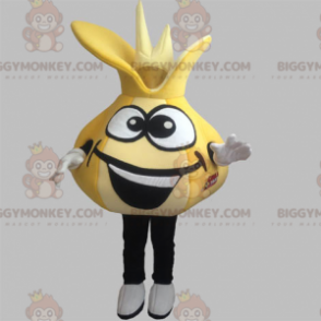 Costume de mascotte BIGGYMONKEY™ d'oignon de gousse d'ail jaune
