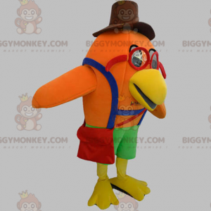 Orange Bird BIGGYMONKEY™ maskotkostume med briller og hat -