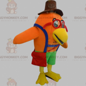 Orange Bird BIGGYMONKEY™ maskotkostume med briller og hat -