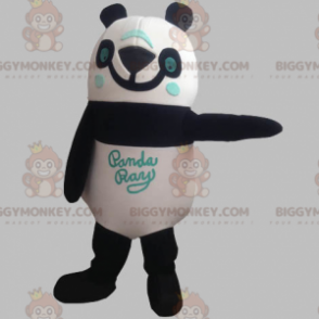Costume de mascotte BIGGYMONKEY™ de panda noir blanc et bleu