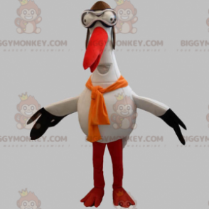 BIGGYMONKEY™ Costume mascotte Cicogna gigante bianca nera e