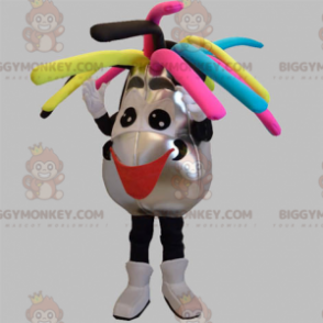 Costume de mascotte BIGGYMONKEY™ de bonhomme argenté et noir