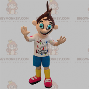 Teenage boy BIGGYMONKEY™ mascot costume with cute blue eyes –