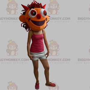 Imp Orange Monster Head BIGGYMONKEY™ Mascot Costume –
