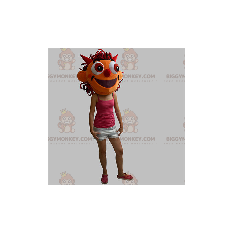 Imp Orange Monster Head BIGGYMONKEY™ Mascot Costume -