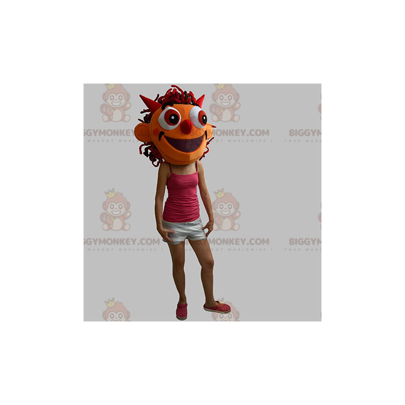 Imp Orange Monster Head BIGGYMONKEY™ Maskotdräkt - BiggyMonkey