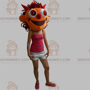 Imp Orange Monster Head BIGGYMONKEY™ Maskotdräkt - BiggyMonkey