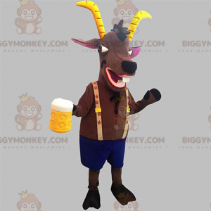 Costume de mascotte BIGGYMONKEY™ de bouquetin marron avec des