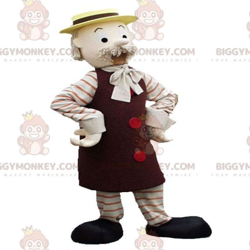 BIGGYMONKEY™ Costume da mascotte baffuto vecchio con cappello