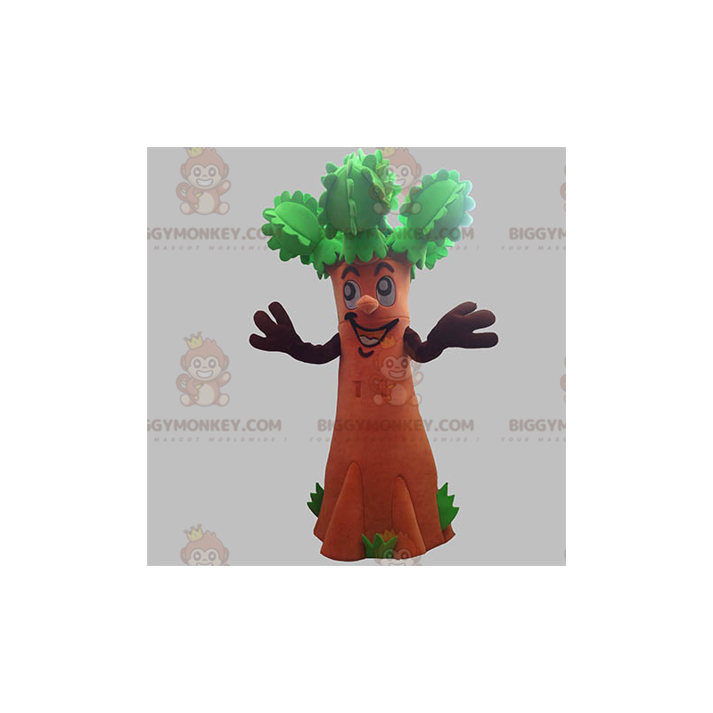Kostým hnědozeleného obřího stromu BIGGYMONKEY™ maskota. Kostým