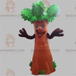 Brunt och grönt jätteträd BIGGYMONKEY™ maskotdräkt. Buske
