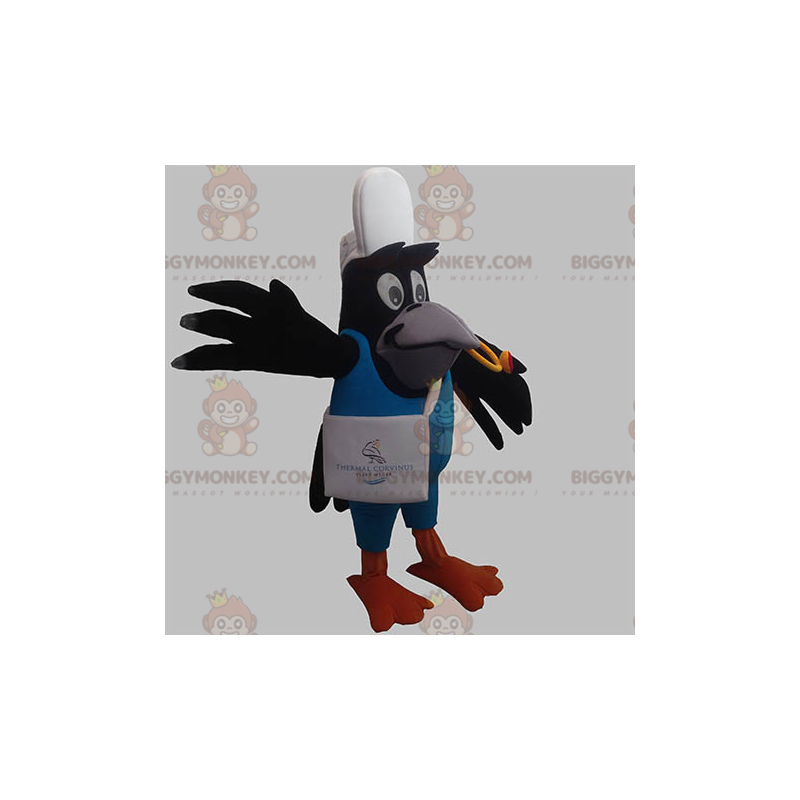 Traje de mascote BIGGYMONKEY™ pássaro preto corvo pega com