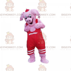 Traje de mascote de porco rosa BIGGYMONKEY™ com macacão