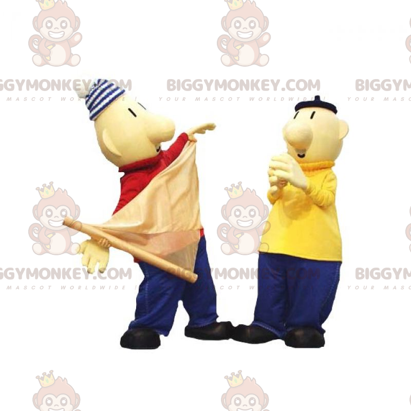 2 BIGGYMONKEY™s sømandsmaskotter med farverige outfits -