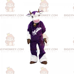 Lilla og hvid ko BIGGYMONKEY™ maskot kostume. BIGGYMONKEY™