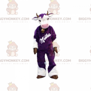 Paars-witte koe BIGGYMONKEY™ mascottekostuum. BIGGYMONKEY™