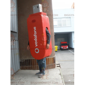 Costume de mascotte BIGGYMONKEY™ de clé USB rouge géante.