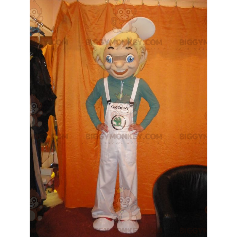 Costume de mascotte BIGGYMONKEY™ de garçon blond aux yeux