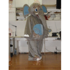 Costume da mascotte gigante grigio e blu elefante BIGGYMONKEY™