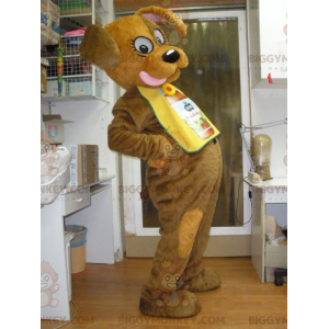 Brown Dog BIGGYMONKEY™ Mascot Costume Sticking Tongue Out –