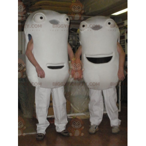 2 BIGGYMONKEY™-valkoisten miesten maskotti 2 jättiläistä päätä