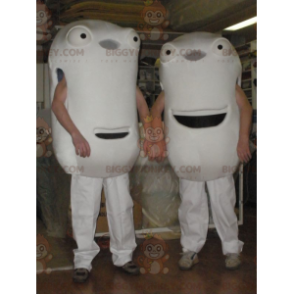 Duo de mascottes BIGGYMONKEY™ de bonshommes blancs 2 têtes