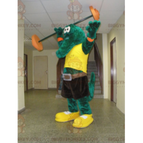 Kostium maskotki zielony krokodyl BIGGYMONKEY™ z żółtą koszulką