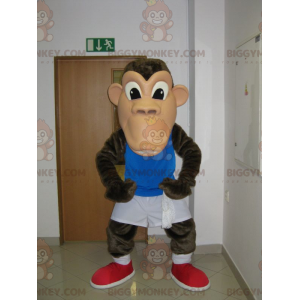 BIGGYMONKEY™ brun chimpanseabe-maskotkostume i sportstøj -