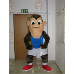 BIGGYMONKEY™ Brun schimpansapa Maskotdräkt i sportkläder -