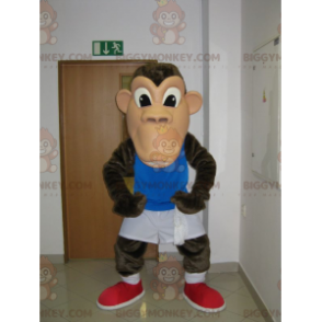 BIGGYMONKEY™ Disfraz de mascota mono chimpancé marrón en ropa