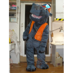 Costume de mascotte BIGGYMONKEY™ d'hippopotame gris avec un