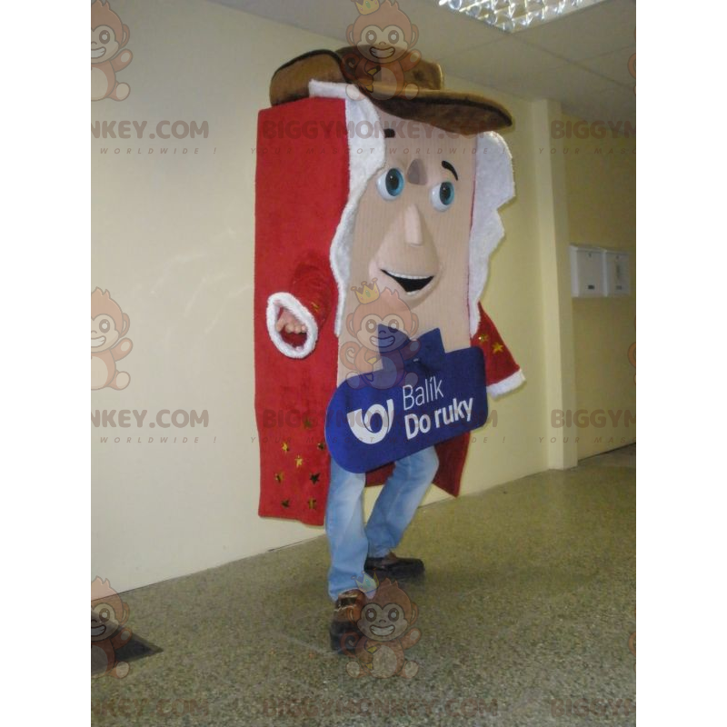 Giant Parcel BIGGYMONKEY™ Mascot Costume Dressed in Red and