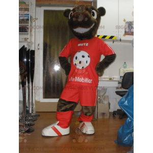Kostým hnědého medvídka BIGGYMONKEY™ maskota ve sportovním