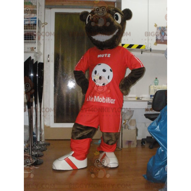 Bruin Teddy Beaver BIGGYMONKEY™ mascottekostuum in sportkleding