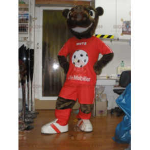 Bruin Teddy Beaver BIGGYMONKEY™ mascottekostuum in sportkleding