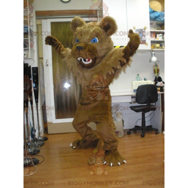 Traje de mascote BIGGYMONKEY™ Urso pardo com aparência feroz e